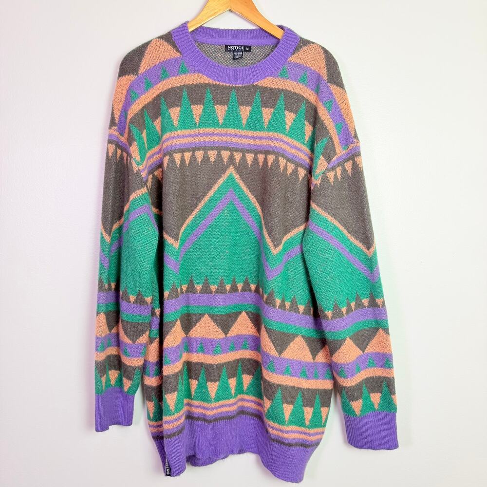 Notice The Reckless x Asa Steinars Oversized Geometric Crewneck Sweater Womens M - Picture 3 of 13